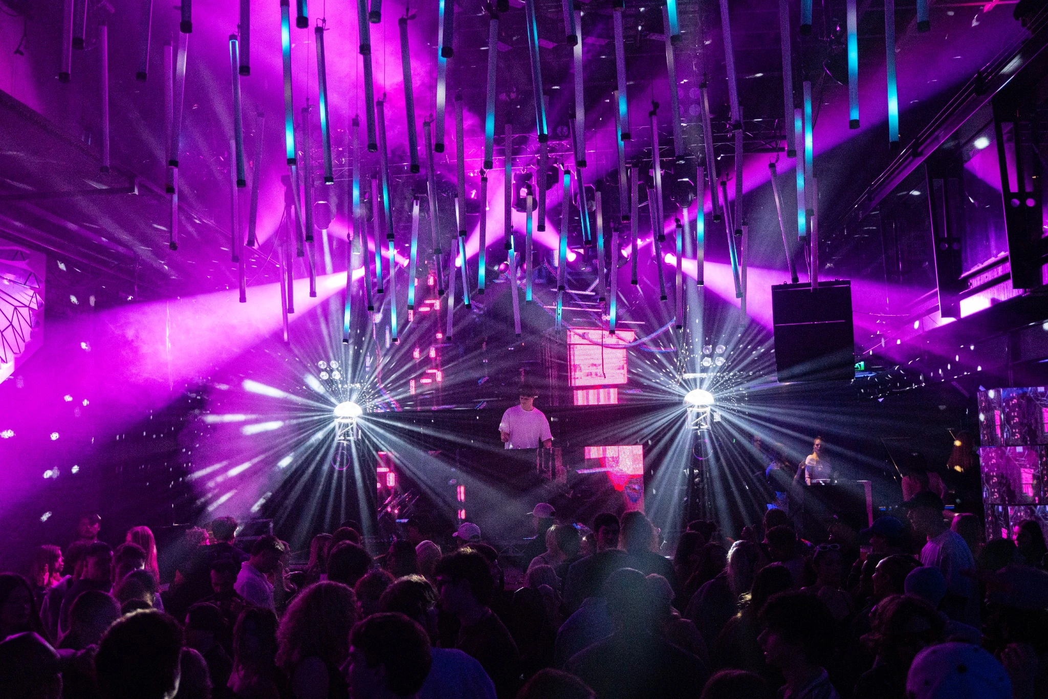 HASLOOM performing in a purple-lit club